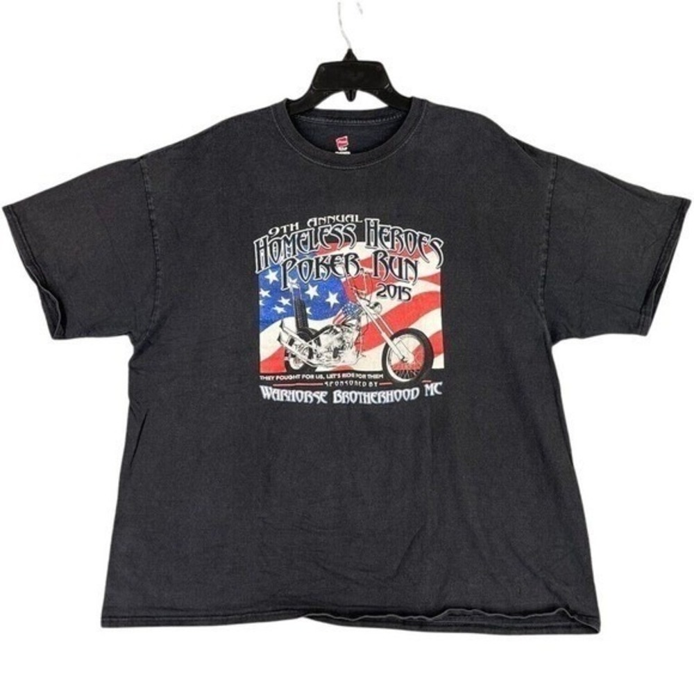 Warhorse Brotherhood MC Hanes T-Shirt Mens 2XL Poker Run Graphic Veteran Support